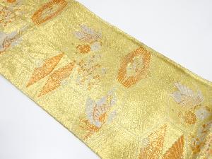 アンティーク　亀甲繋ぎに蝶・花模様織り出し袋帯（着用可）